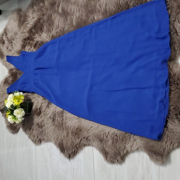 Blue V Neck Chiffon Maxi Dress - Picture 5 of 11